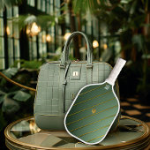 Raquette De Pickleball Sage Vert Luxueux & Monogramme Doré