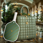 Raquette De Pickleball Sage Vert Luxueux & Monogramme Doré