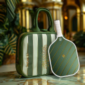 Raquette De Pickleball Sage Vert Luxueux & Monogramme Doré