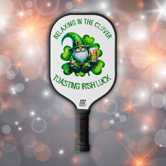 Raquette De Pickleball Saint Patrick Gnome mignonne avec bière |