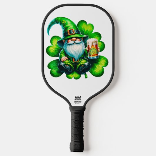 Raquette De Pickleball Saint Patrick Gnome mignonne avec bière | (Verso)
