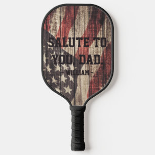 Raquette De Pickleball Salut à papa Fête des pères du drapeau Vintage-a