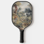 Raquette De Pickleball Scène botanique de zèbres dans une oasis (Verso)