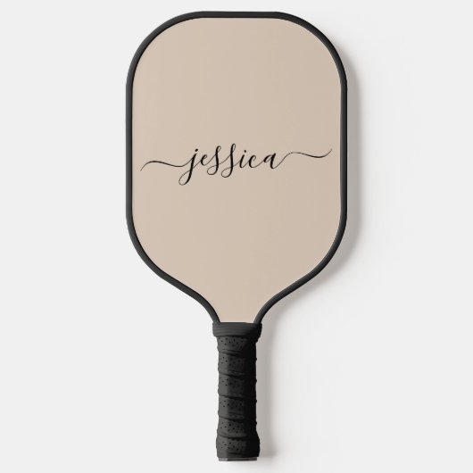 Raquette De Pickleball Script beige moderne nom pagaie à pickleball (Recto)