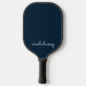 Raquette De Pickleball Script bleu marine | Moderne Monogramme élégant (Verso)
