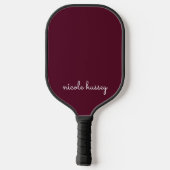 Raquette De Pickleball Script Bourgogne | Monogramme moderne élégant (Verso)