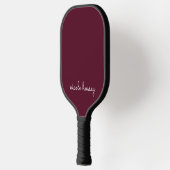 Raquette De Pickleball Script Bourgogne | Monogramme moderne élégant (Gauche)