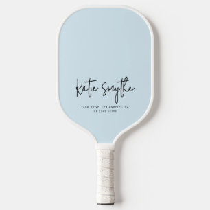 Raquette De Pickleball Script Calligraphie Nom Minimaliste Chic Bleu