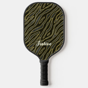 Raquette De Pickleball Script de nom de modèle Zebra élégant