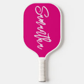 Raquette De Pickleball Script de pinceau moderne rose et blanc chaud (Recto)