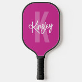 Raquette De Pickleball Script de pinceau monogramme rose (Verso)