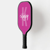 Raquette De Pickleball Script de pinceau monogramme rose (Gauche)