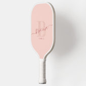 Raquette De Pickleball Script de signature rose pâle Rustique initial (Gauche)