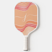Raquette De Pickleball Script élégant Monogramme Abstrait rose rétro Wavy (Verso)
