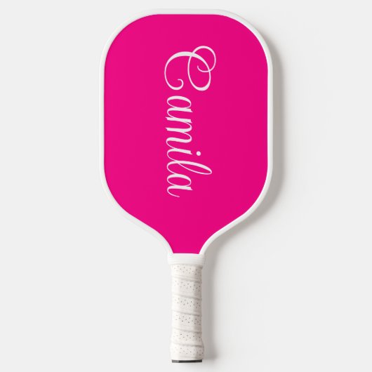 Raquette De Pickleball Script Hot rose et blanc Curly (Recto)