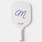 Raquette De Pickleball Script Initial Elegant Rouge Blanc Bleu Personnali (Recto)
