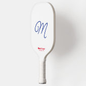 Raquette De Pickleball Script Initial Elegant Rouge Blanc Bleu Personnali (Gauche)