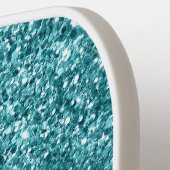 Raquette De Pickleball Script moderne Ombre Parties scintillant Turquoise (Détail gauche)