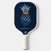 Raquette De Pickleball Script Monogramme Ananas Plage Côtière (Verso)
