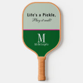 Raquette De Pickleball Script Monogramme moderne Élégante Forêt verte (Recto)
