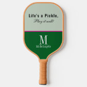 Raquette De Pickleball Script Monogramme moderne Élégante Forêt verte (Verso)