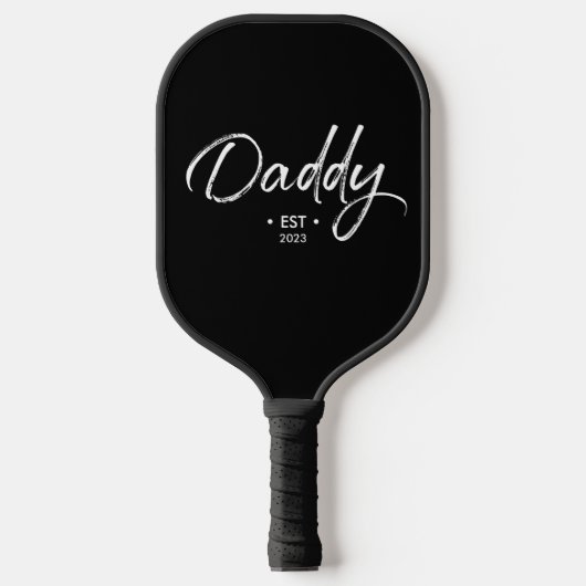 Raquette De Pickleball Script personnalisable papa Etabli année (Recto)
