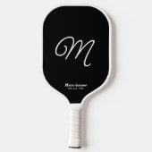 Raquette De Pickleball Script simple noir et blanc initial (Verso)