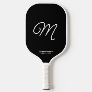 Raquette De Pickleball Script simple noir et blanc initial