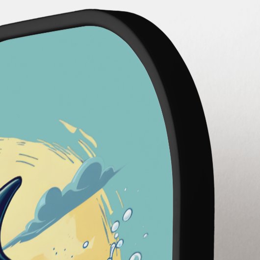 Raquette De Pickleball Seas Day Retro Dolphin Océan esthétique (Détail gauche)