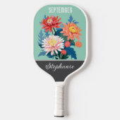Raquette De Pickleball Septembre Fleur de naissance Nom personnalisé (Verso)