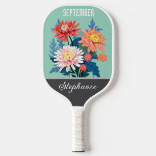Raquette De Pickleball Septembre Fleur de naissance Nom personnalisé