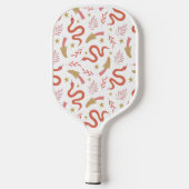 Raquette De Pickleball Serpent rouge et Motif de champignons blanc (Verso)