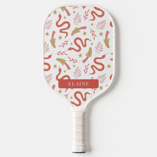 Raquette De Pickleball Serpent rouge et Motif de champignons blanc (Recto)