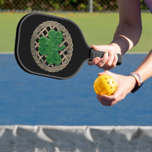 Raquette De Pickleball Shamrock noir sur noeuds celtiques