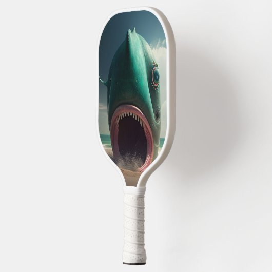 Raquette De Pickleball Shark sculpture on the beach (Gauche)