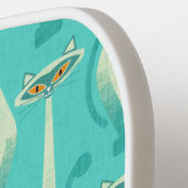 Raquette De Pickleball Siamese curious cat - turquoise et orange (Détail gauche)