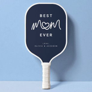 Raquette De Pickleball Simple Bleu Marine Joli cœur Écriture Meilleure Ma