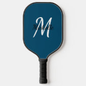 Raquette De Pickleball Simple Bleu Monogrammé (Recto)