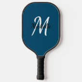 Raquette De Pickleball Simple Bleu Monogrammé (Verso)