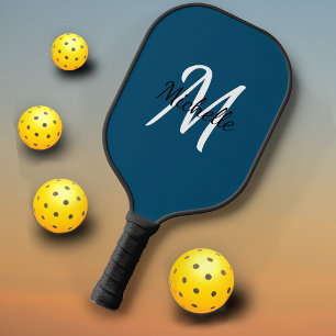 Raquette De Pickleball Simple Bleu Monogrammé