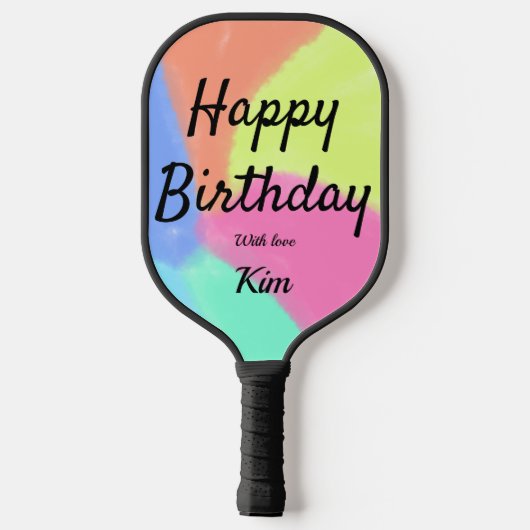 Raquette De Pickleball simple calligraphie minimum heureux anniversaire p (Verso)