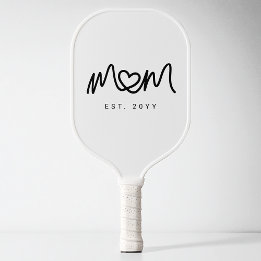 Raquette De Pickleball Simple Cœur de Script Noir Maman Nouvelle Établie 