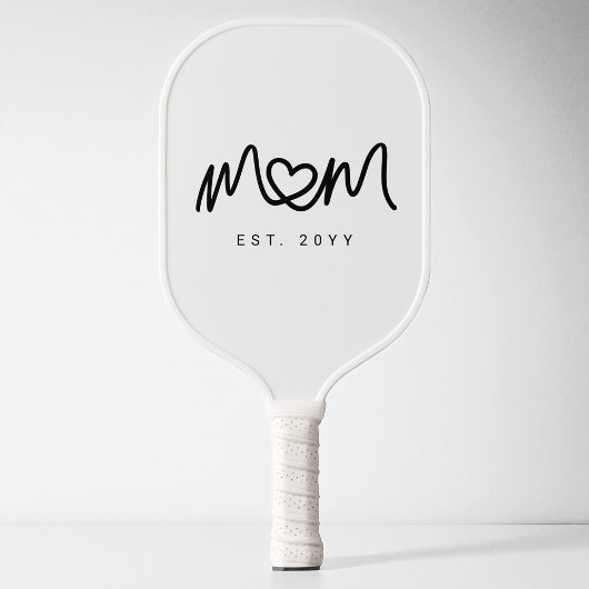 Raquette De Pickleball Simple cœur de script noir Nouveau Maman établie E