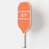 Raquette De Pickleball Simple Corail et blanc Monogramme (Gauche)