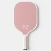 Raquette De Pickleball Simple Élégant Monogramme Rose (Verso)