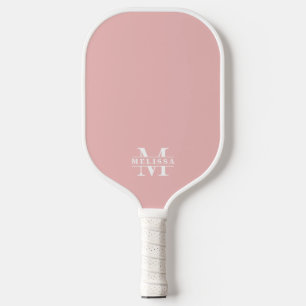 Raquette De Pickleball Simple Élégant Monogramme Rose