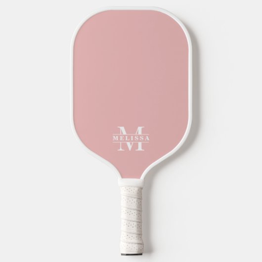 Raquette De Pickleball Simple Élégant Monogramme Rose (Recto)