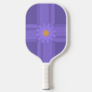 Raquette De Pickleball Simple Fleur Violette sur Croix Moderne