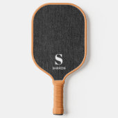 Raquette De Pickleball Simple Initiales de Nom Modernes sur Denim Violet (Verso)