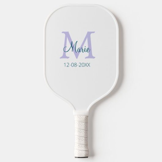 Raquette De Pickleball simple minimum ajouter nom monogramme violet vert (Recto)